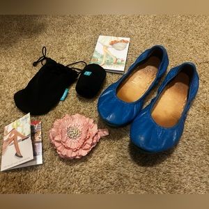 Tieks Cobalt blue size 8 everything included, box, flower, tote bag, pouch bag